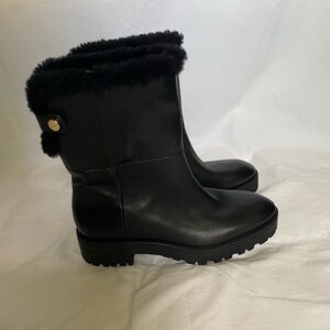 Stuart Weitzman Black Faux Fur-Lined Women's Boots Lug Sole